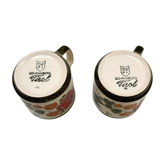 Schramberger Tyrol Lot  2 Coffee Mugs Full Size Art Pottery Germany - Picture 7 of 9